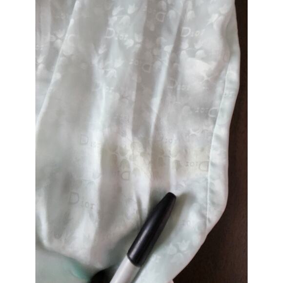 Christian Dior Vtg 80s Dior Oblique Logo Floral Nightgown Baby Blue Lace Trim - Picture 9 of 9